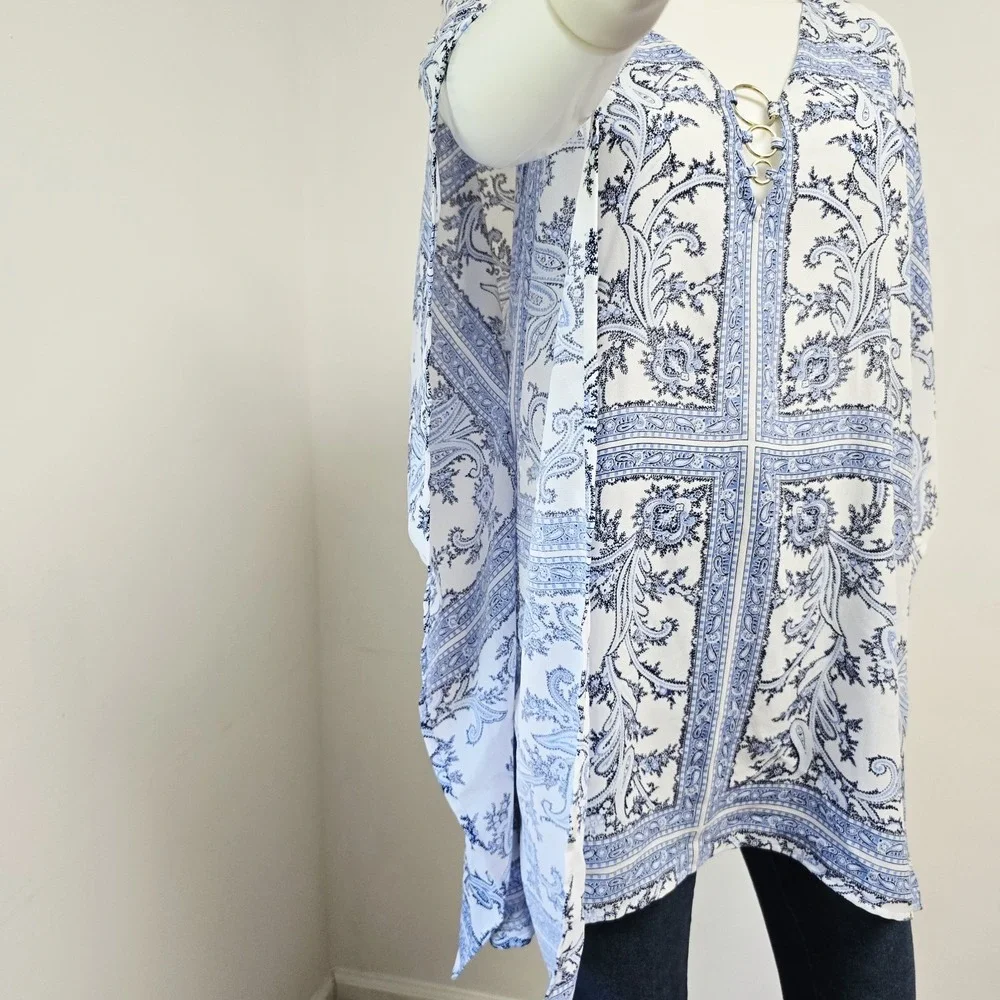 Michael Michael Kors Poncho Tunic Top Size L/XL Scarf Bandana Print Flowy Boho